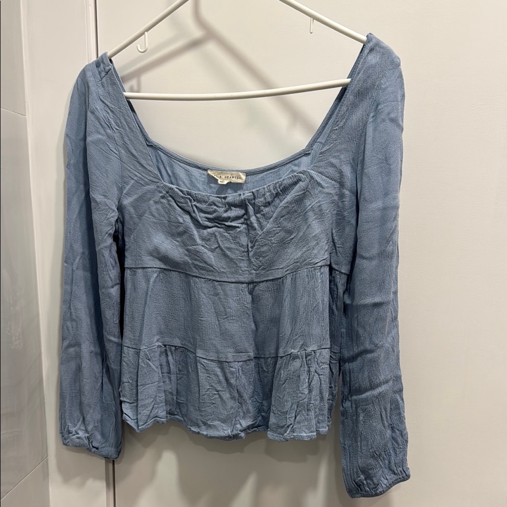 Women's Blue Long Sleeve Top